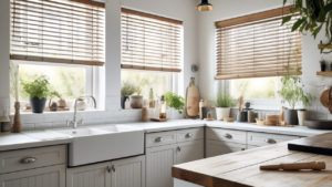 wooden blinds in kitchen from 1 Stop Blinds Bury St Edmunds